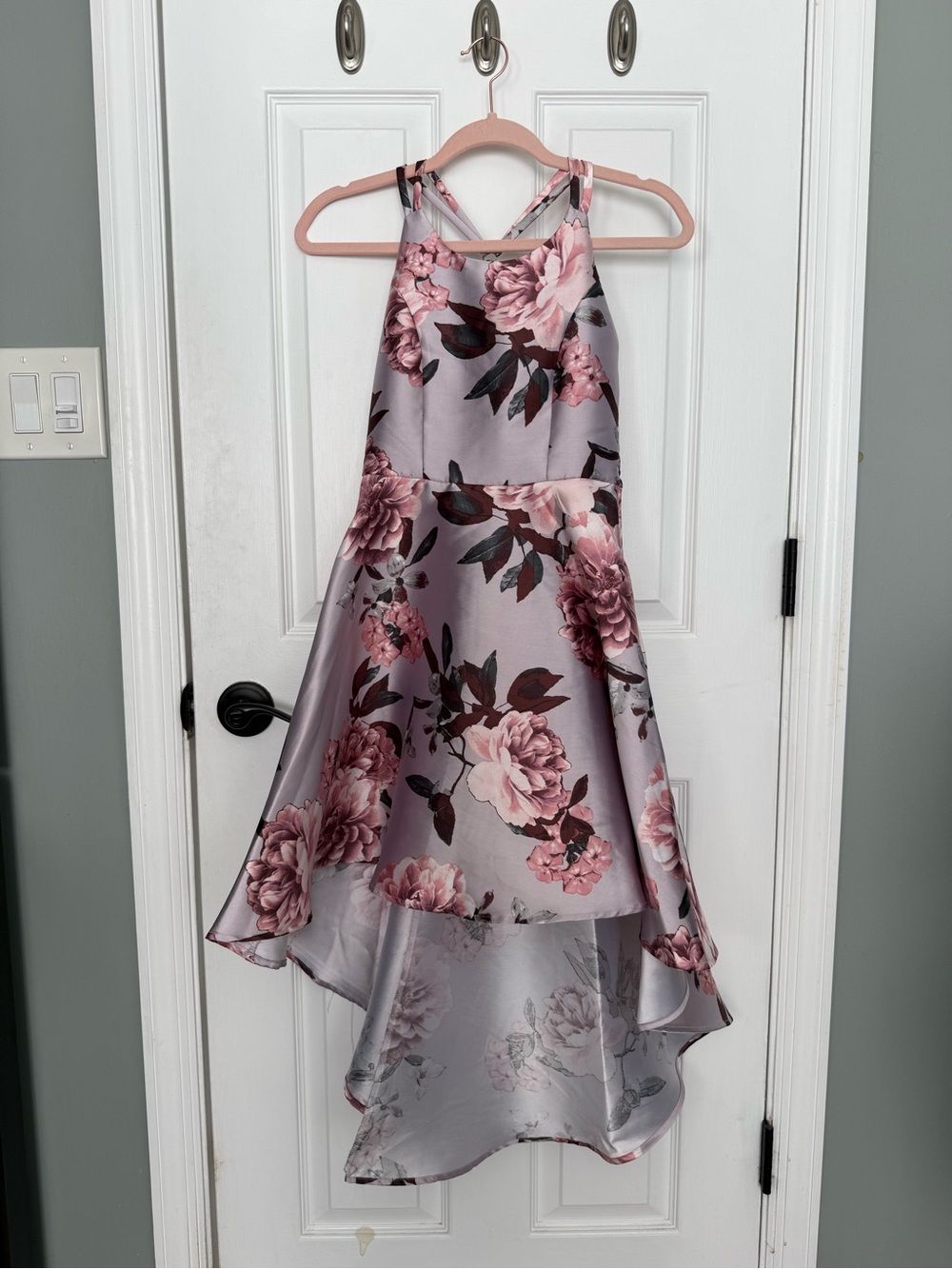 Speechless Lavender Floral High-Low Dress with Pink Blooms